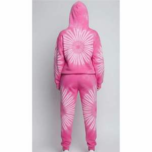 <b>Pink</b> Tie Dye Hooded Fleece Tracksuit Set Casual Loose Fit All Seasons Sportswear Two Piece <b>Long</b> <b>Sleeve</b> Sweatshirt Pants - Product Image 1