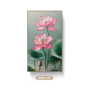 Peinture murale HALO en soie motif fleur de lotus, finition soignée, décoration orientale, artisanat d'origine vietnamienne, vente chaude - Product Image 1