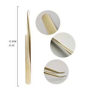 Ensemble de pinces à cils en acier inoxydable Ryzer Studio, 1 pièce, pointe incurvée et pointue, outils de beauté pour extensions de cils, maquillage et outils - Product Image 2