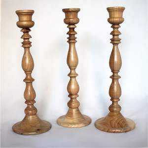 Handmade Mango Wood Pillar Candle Holder <b>Set</b>, Vintage Brown Wooden Candle Stand for Home Decor Wedding Centerpiece candle pillar - Product Image 2