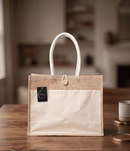 Sacs fourre-tout en toile écologiques Juco avec fermeture à bouton, poignée en sangle de coton, vente en gros, logo personnalisé imprimé, sacs de courses réutilisables - Product Image 6