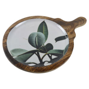 Plato de Servir Redondo de Madera Esmaltada, Material de Madera, Vajilla de Cocina para Interiores, Plato de Servir con el Mejor Diseño - Product Image 1