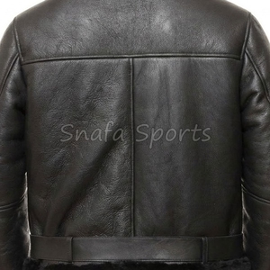Veste en cuir pour homme de haute qualité, en fourrure de mouton, style aviateur, pour l'hiver, avec logo personnalisé. - Product Image 5