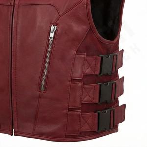 Chalecos de cuero para hombre NAI-5084B, chaleco de moda estilo motociclista, ropa de protección para motociclistas, color personalizado. - Product Image 5