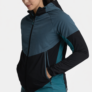 Veste coupe-vent pour femme, légère, en polyester tissé et élasthanne, fermeture éclair, vêtements de sport décontractés, vêtements d'extérieur à capuche, coupe-vent - Product Image 4