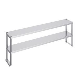 Scaffale Doppio a Due Livelli in Acciaio Inossidabile Regolabile in Altezza 12 x 72 Pollici per Cucina Commerciale - Product Image 3