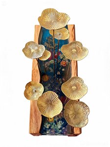 Hot Sale Original Made New Design Of Living Room Party Candy Cake Store Resin Wood Brass Decorative <b>Flower</b> <b>Display</b> Snack Plate - Product Image 4