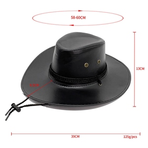 GENERSA SPORTS Chapeau de cowboy unisexe noir en polyester à large bord réglable pour l'extérieur, décontracté, pour adulte, toutes saisons - Product Image 2