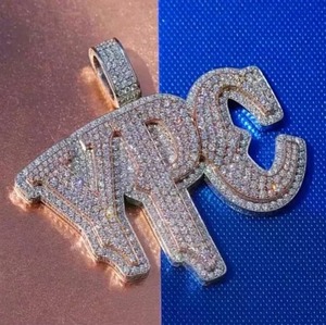 Moissanit + 925 Silber YPC Buchstaben-Anhänger Zirkon Mikro-Einlage Hip-Hop-Stil Unisex Legierungs-Charm - Product Image 2