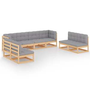 Ensemble de salon de jardin en bois naturel massif avec mobilier d'extérieur élégant et durable en polyester - Product Image 2