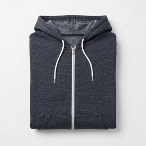 Sudadera con capucha y cremallera completa de algodón 100% de alto gramaje (500 g/m²) con logo personalizado, estilo oversize, hombros caídos y corte cropped para hombre - Product Image 3
