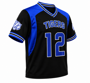 Camiseta de Fútbol Personalizada Infinitive Apparel Negra y Azul Rey, 100% Poliéster, Cuello en V, Manga Corta, Transpirable, para Deportes de Equipo - Product Image 3