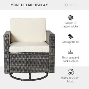 Silla de Comedor Giratoria de Mimbre Sintético para Exteriores, Silla de Patio Giratoria de 360 Grados con Cojines para Jardín, Patio Trasero, Terraza - Product Image 5