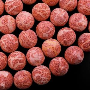 Perles de corail rouge naturel, perles rondes en pierre précieuse, pour la fabrication de bijoux, collier, bracelet, vente en gros - Product Image 4