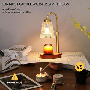 โคมไฟอุ่นเทียนหอมไฟฟ้าทองเหลืองโบราณ พร้อมตัวตั้งเวลาหรี่ไฟ โคมไฟใส่ขวดน้ำหอม 2 หลอดไฟ สำหรับวันแม่ - Product Image 3