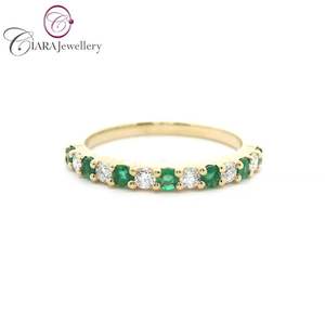 แหวนแต่งงาน18K สีขาว/เหลืองทองเพชรธรรมชาติและมรกตแหวนหมั้นสำหรับผู้หญิงสไตล์อินเทรนด์ - Product Image 4