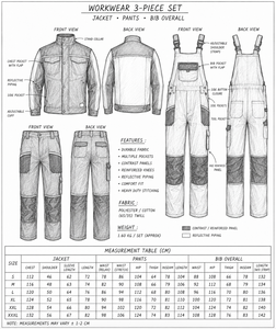 Veste de travail noire en polyester pour homme, col montant, poches à rabat, manches longues, fermeture boutonnée, coupe droite, couleur unie - Product Image 6