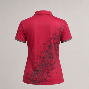 Polo pour femme personnalisé rouge framboise à effet dégradé, séchage rapide, respirant, manches courtes, uniforme d'équipe de golf WPS-0851 - Product Image 2