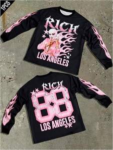 T-shirt imprimé, hauts en jersey, tee-shirt graphique à manches longues, col rond, streetwear - Product Image 2