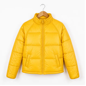 <b>Women</b>’s Quilted Puffer <b>Jacket</b> Stand Collar Full Sleeve Zipper Closure Beige Color <b>Warm</b> Insulated <b>Winter</b> Coat Stylish Casual - Product Image 5