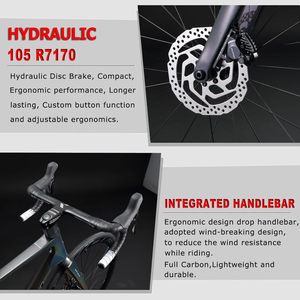Vélo de course sur route en fibre de carbone RTS T700 avec freins à disque hydrauliques, jeu de roues 700C pour cyclisme professionnel - Product Image 5