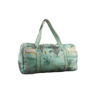 กระเป๋าผ้าฝ้ายแท้ 100% ทำมือ แบบควิลท์ วินเทจ ขนาดใหญ่ เปิดปิดด้วยซิป เป็นมิตรกับสิ่งแวดล้อม ใช้ได้หลากหลาย สำหรับเดินทาง ช้อปปิ้ง ใช้ในชีวิตประจำวัน และไปเที่ยวชายหาด - Product Image 4