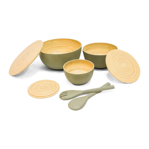 Top Choice Eco-friendly Spun Bamboo Salad <b>Bowls</b> <b>with</b> <b>Lid</b> & Utensil Set for Kitchen, Home Decor from Vietnam - Product Image 2