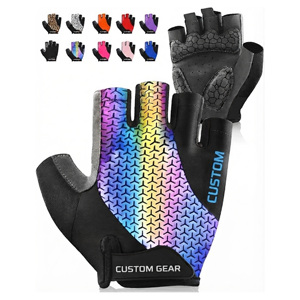 Gants de sport demi-doigts personnalisés respirants antidérapants pour musculation et fitness avec sangle de poignet réglable unisexe - Product Image 1