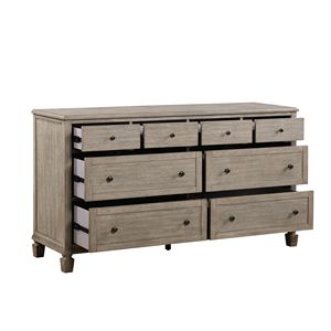 Classico camera da letto di transizione mobili cassettone 8 cassetti in rovere grigio finitura collezione in legno - Product Image 3