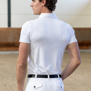 Professional <b>Men</b> Horse Riding <b>Base</b> <b>Layer</b> Slim Fit Hook Loop Closure Moisture Wicking Breathable Riding Equestrian Shirt - Product Image 5