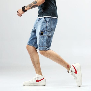 Custom Denim Shorts Slightly <b>Stretch</b> 100% Cotton Straight Leg Casual Baggy Jorts <b>Men</b> High Quality Breathable Streetwear Shorts - Product Image 3