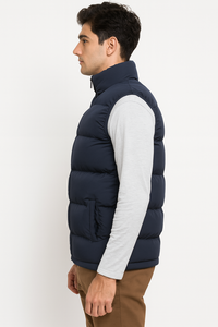 Veste matelassée sans manches de qualité supérieure pour homme, légère, chaude, isolée, col haut, fermeture éclair sur le devant, moderne - Product Image 2