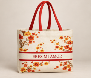 Romantic Blossom Floral Canvas Tote <b>Bag</b> 40x34x16 cm Custom Printed Shopping <b>Bag</b> Handles Wholesale OEM Private Label Bulk SNC135A - Product Image 5