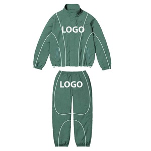 Custom <b>Men's</b> Nylon Windbreaker Tracksuit Zip Up Sport <b>Jacket</b> and Pants Set Windproof Workout Sportswear - Product Image 5