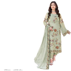 New Viscose Faux Georgette Banarasi Silk Bridal Fancy Sharara Salwar Suit Weaving Special Occasion Indian <b>Pakistani</b> Women - Product Image 1
