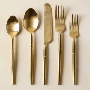Modern Gold Flatware Set High <b>Mirror</b> Polish Dishwasher Safe Metal Cutlery for Wedding Occasion - Product Image 1