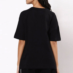 Relaxed Fit Oversized Tee Premium Cotton Streetwear <b>T</b>-<b>Shirt</b> Casual Oversized <b>T</b>-<b>Shirts</b> for Women Solid Color Black Crew Neck Tee - Product Image 3