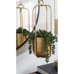 Macetas Colgantes de Metal Dorado con Soportes Altos de Alambre |   Macetas Colgantes Modernas y Minimalistas para Decoración del Hogar en Interiores - Product Image 4