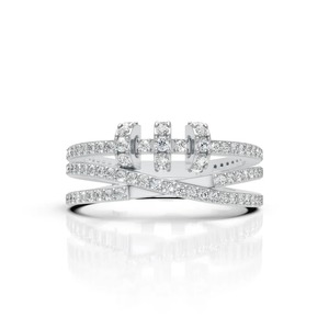Bague statement Pavé Diamant en or blanc 14 carats, bijou audacieux pour homme, avec plusieurs rangs entrecroisés - Product Image 1