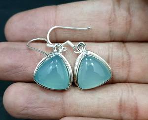Chalcedony Earrings 925 <b>Solid</b> <b>Silver</b> Natural Gemstone Handmade Jewelry Elegant Gift For Women - Product Image 4