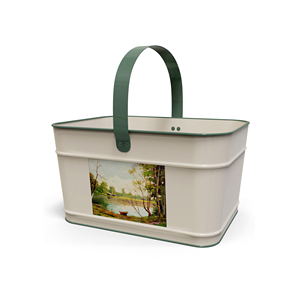 Oval Metal Storage Organizer with Rope Handles Industrial Style Durable Utility <b>Bin</b> for Living Room Sundries Galvanized <b>Caddy</b> - Product Image 4