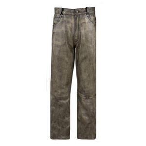 Pantalon en cuir vieilli pour homme, coupe slim, finition robuste, style décontracté, streetwear, vêtements d'extérieur - Product Image 5