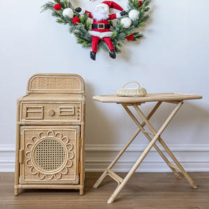 Enfants semblant jouer jouets petite machine à laver en rotin adorable mini jouet en bois modèle de meubles de maison pour les enfants - Product Image 4