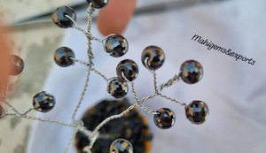 Árbol de la vida hecho a mano con 6 mm (25 cuentas) de moissanita negra para decoración del hogar, regalo para ella/él. - Product Image 3