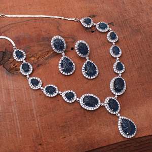 Antique Gold Rosalie CZ Designer Bridal Jewelry Set with Earrings - Product Image 1