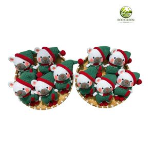 Handmade Crochet Xmas Stuffed Plush Toys Santa Claus Christmas Tree Reindeer Snowman Gift Keychain Set - Product Image 1