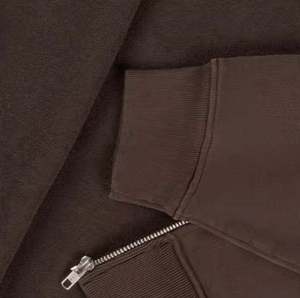 Men's <b>Brown</b> Hooded Zip-Up Sweatshirt Regular Fit Cotton French Terry Casual Autumn Wear - Product Image 4