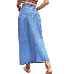 Factory Wholesale High Waist Long Baggy Skirt Maxi Style Ladies Long <b>Denim</b> Cotton Jeans Korean <b>Stretch</b> Women's Skirts New High - Product Image 2
