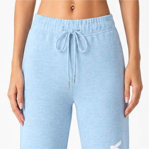 Pantalon de survêtement évasé personnalisé pour femme en molleton de coton, coupe droite, taille élastique, respirant, séchage rapide, tissu doux, taille haute - Product Image 4