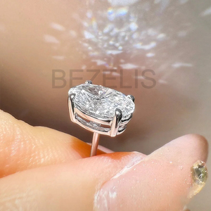 Pendientes de Diamantes Cultivados en Laboratorio con Corte Ovalado BENELIS, Oro Blanco, Joyería Clásica para Mujer, Venta al Por Mayor - Product Image 3